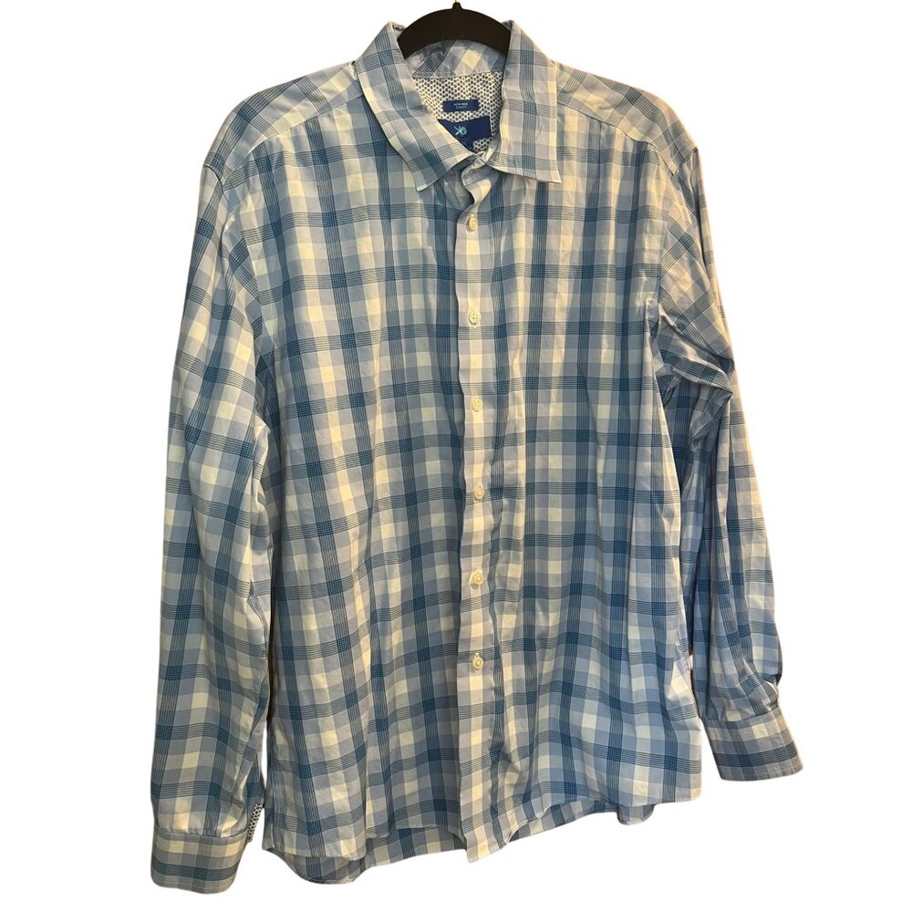 Cotton Blend Checkered Button Down // Egara Slim Fit Men's Size XL